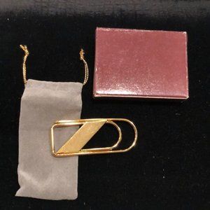 Brand new brass paper clip with gift bag and box